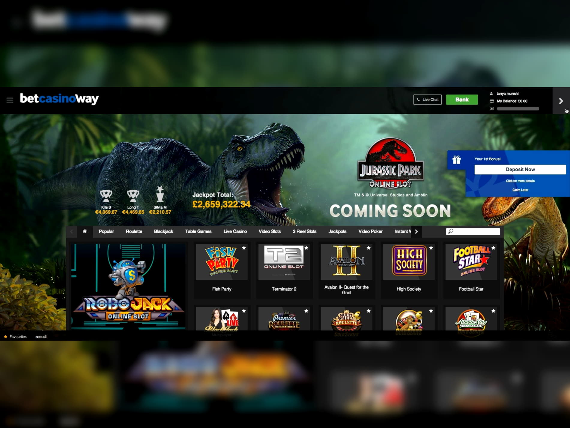 €2685 No deposit bonus code at Betway Casino