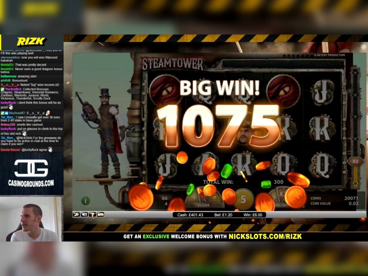 290 free spins at Lucky Nugget Casino