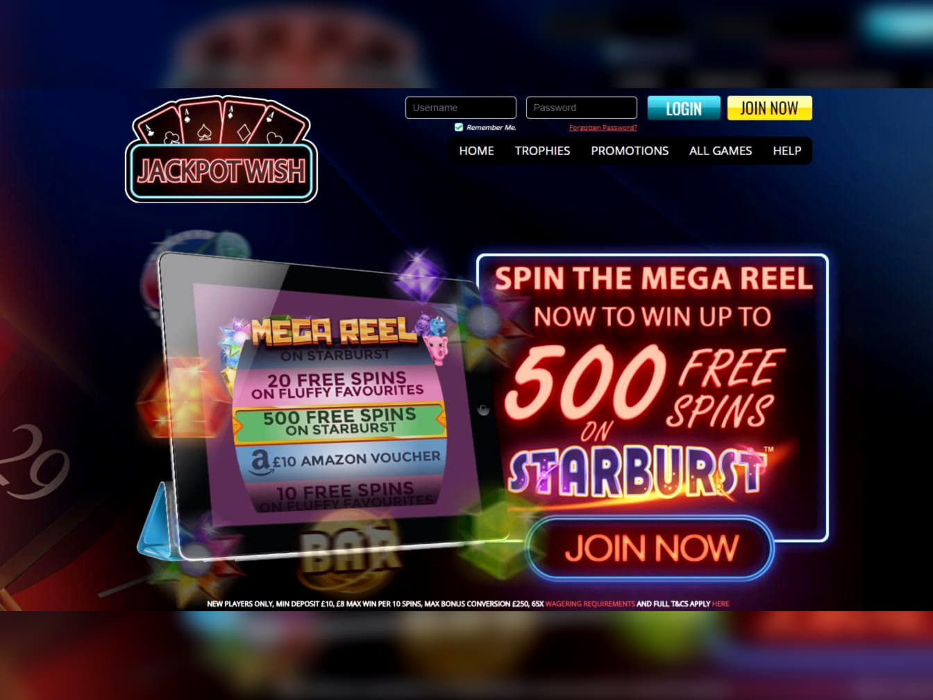 120 free spins casino at Betway Casino