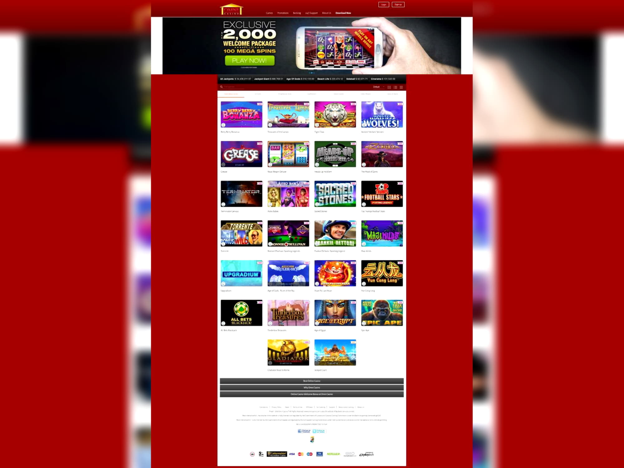 965% Deposit Match Bonus at Casino Las Vegas
