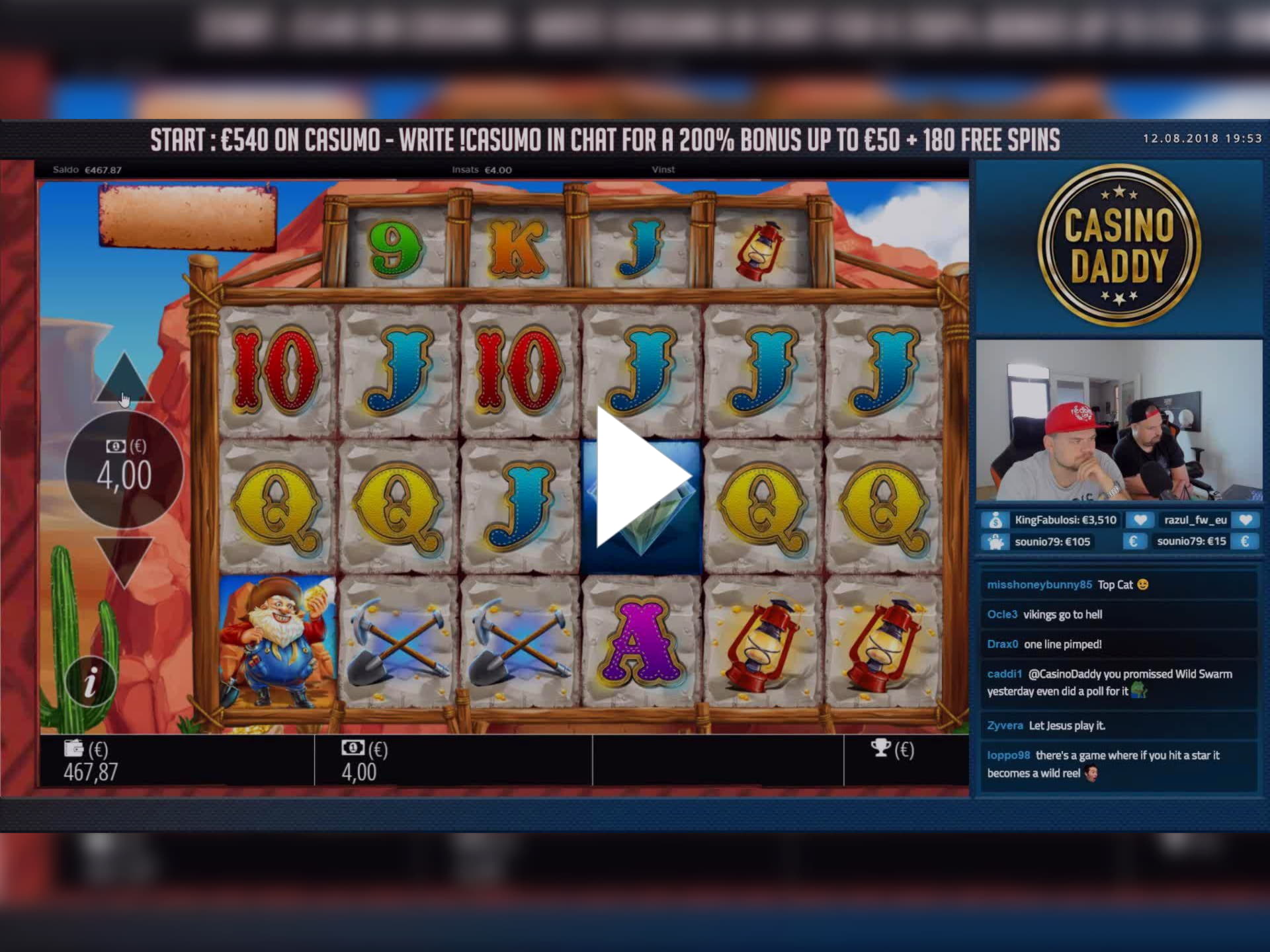835% First deposit bonus at Casino Room