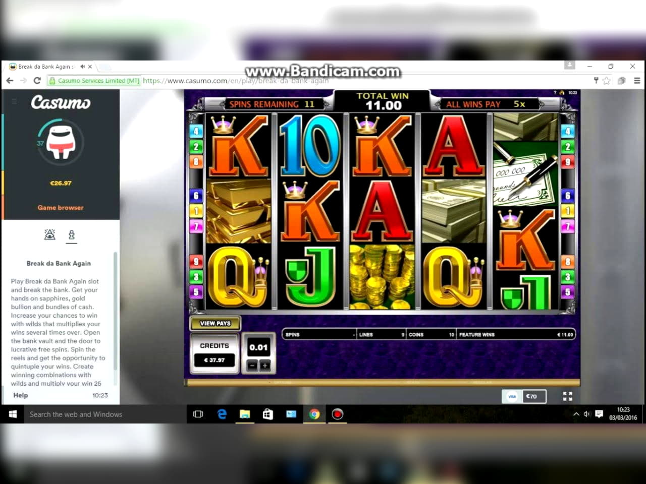 115% Match at a Casino at Mummys Gold Casino