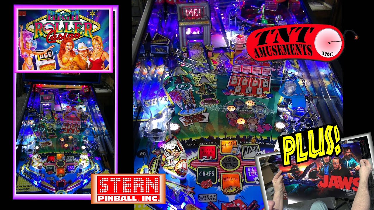 #1638 Stern HIGH ROLLER Online Casino Saudi Arabia & Gottlieb GENESIS Pinball Machines & new JAWS Pinball?TNT Amusements