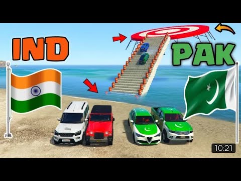 India Vs Pakistan | Gta 5 Indian Cars Vs Pakistan Cars Straight Down Ramp | Gta 5 gameplay