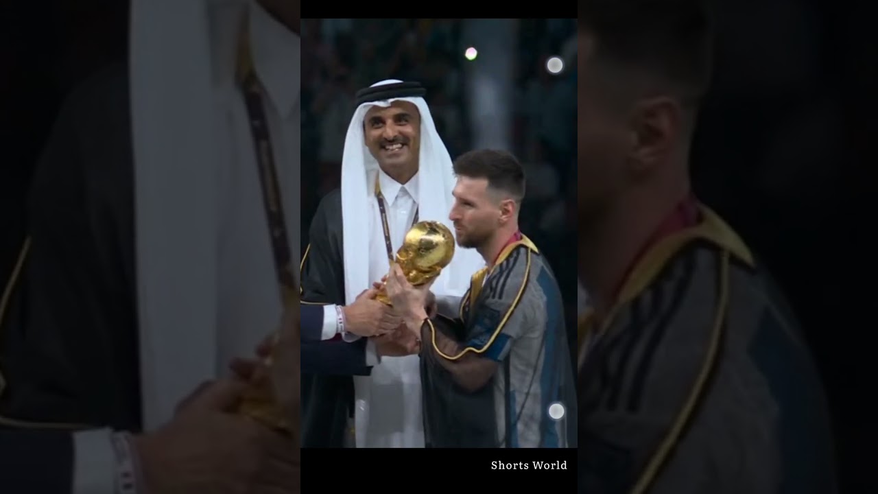 Messi gets his hands on the coveted trophy, Argentina are world champions ♥️♥️♥️ #viral #shorts #yt