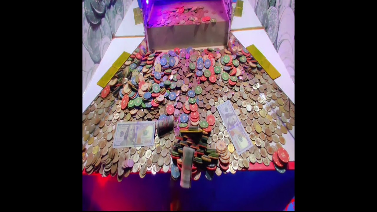 Gold Bars With Roll Of Dollars Crashed Inside High Limit Coin Pusher Machine